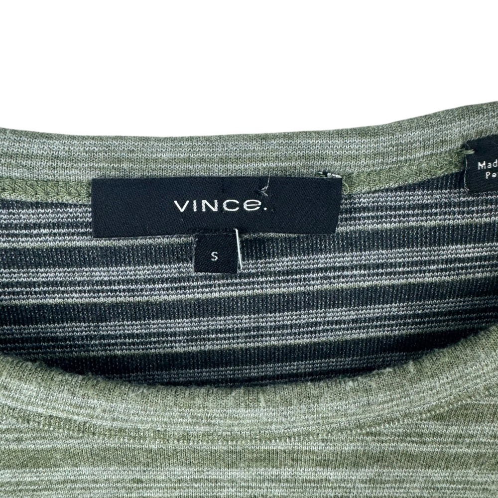 Vince Mens Sage Green Striped Cotton Modal Long Sleeve Crewneck Sweater Small - Picture 5 of 9